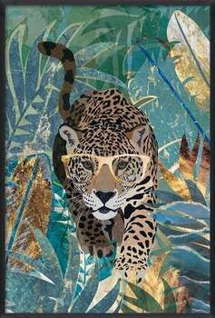 Juliste Curious Jaguar in the gold and green jungle