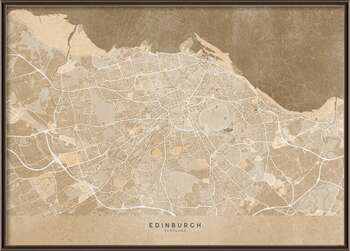 Juliste Map of Edinburgh (Scotland) in sepia vintage style